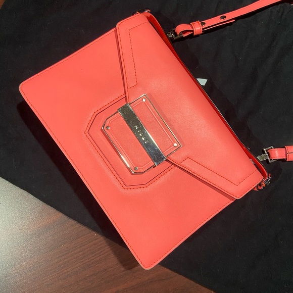 Milly Pink Cambridge Neon Coral Crossbody Purse - Picture 1 of 10